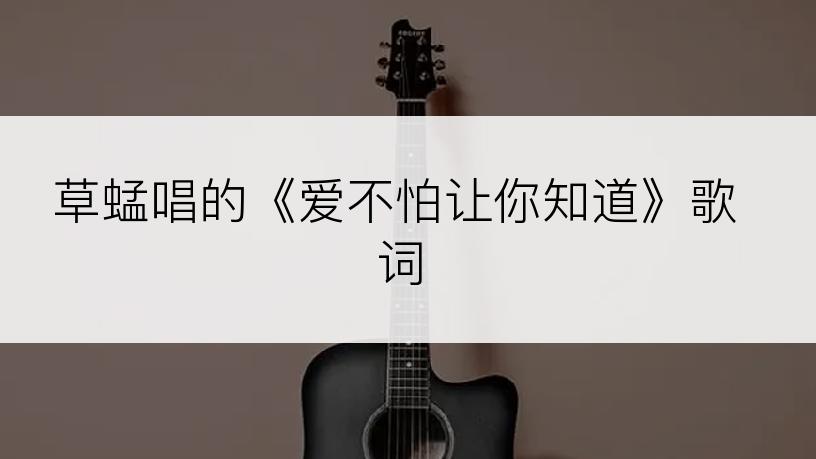 草蜢唱的《爱不怕让你知道》歌词