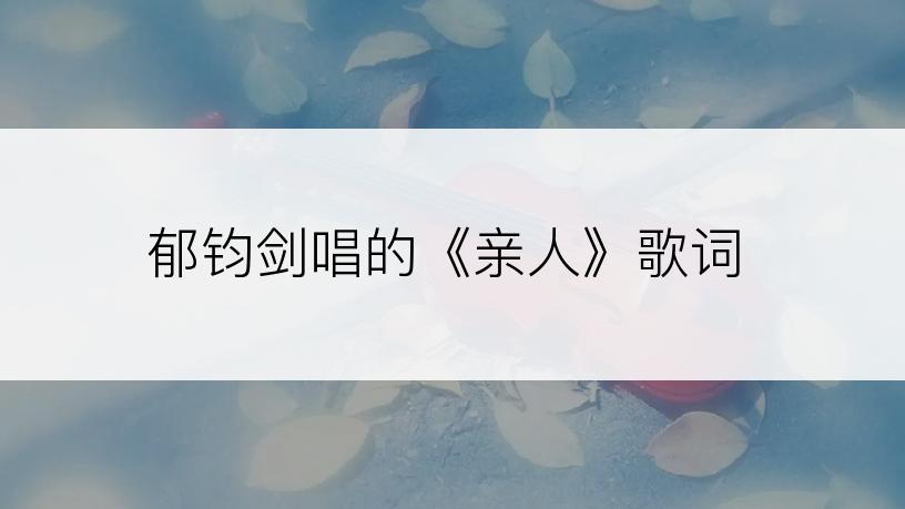 郁钧剑唱的《亲人》歌词
