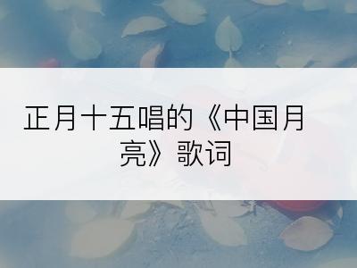 正月十五唱的《中国月亮》歌词