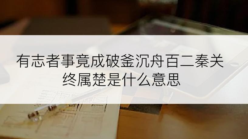 有志者事竟成破釜沉舟百二秦关终属楚是什么意思