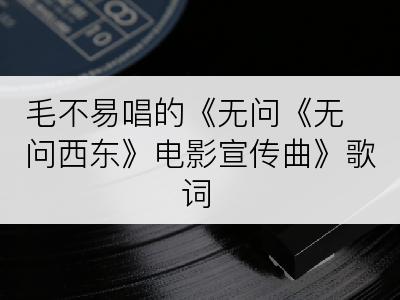 毛不易唱的《无问《无问西东》电影宣传曲》歌词