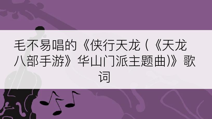 毛不易唱的《侠行天龙 (《天龙八部手游》华山门派主题曲)》歌词