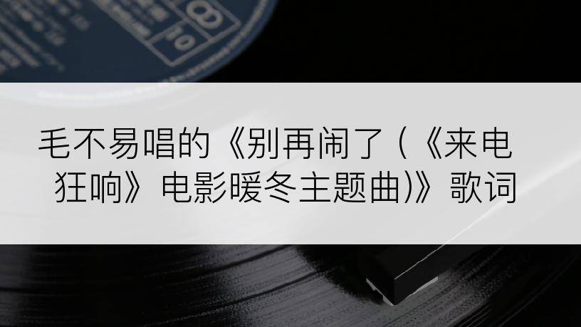 毛不易唱的《别再闹了 (《来电狂响》电影暖冬主题曲)》歌词