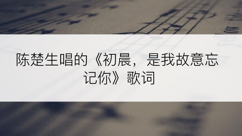 陈楚生唱的《初晨，是我故意忘记你》歌词