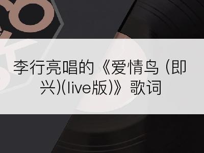李行亮唱的《爱情鸟 (即兴)(live版)》歌词