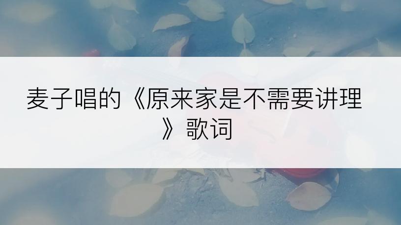 麦子唱的《原来家是不需要讲理》歌词