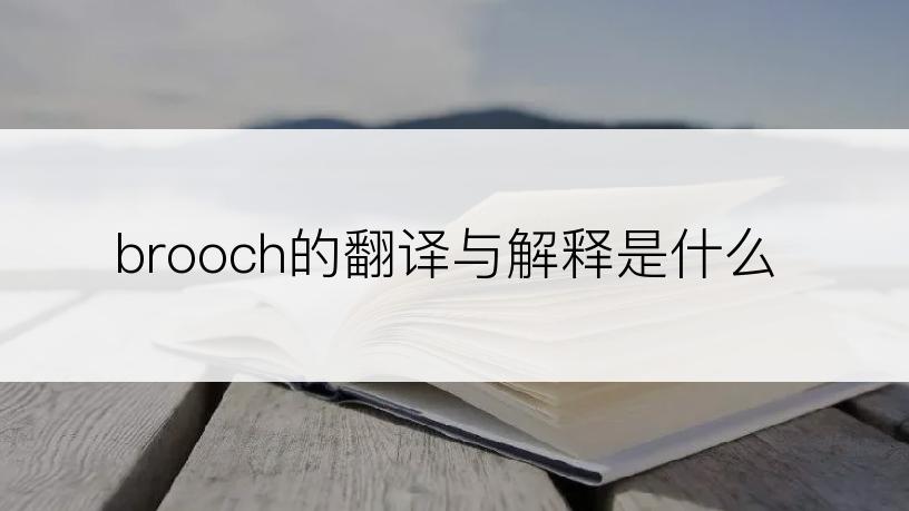 brooch的翻译与解释是什么