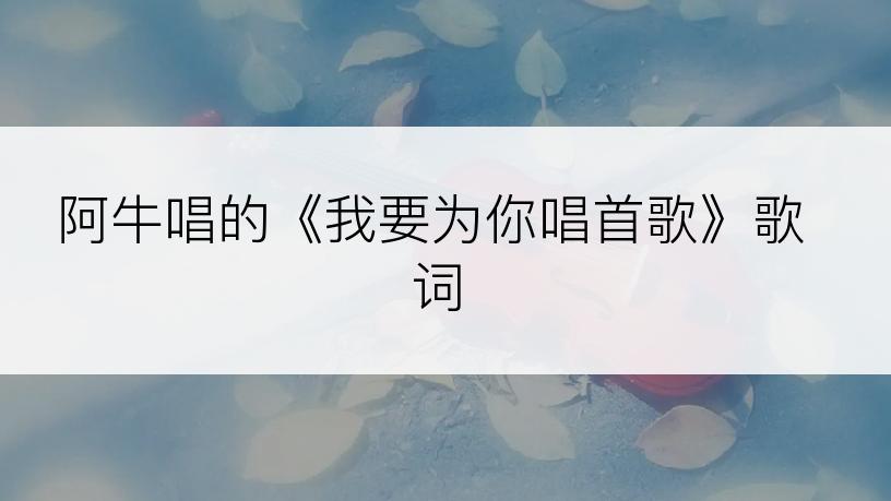 阿牛唱的《我要为你唱首歌》歌词