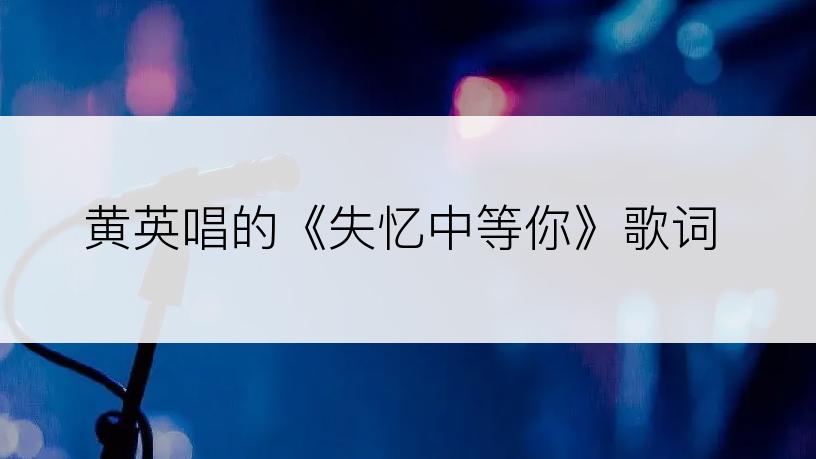 黄英唱的《失忆中等你》歌词