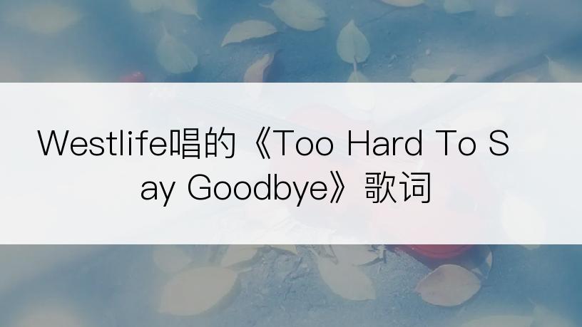 Westlife唱的《Too Hard To Say Goodbye》歌词
