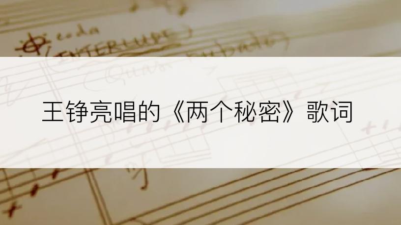 王铮亮唱的《两个秘密》歌词