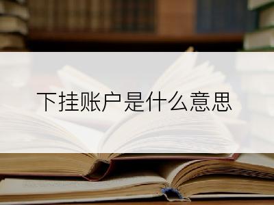 下挂账户是什么意思