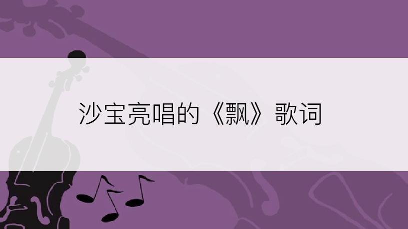 沙宝亮唱的《飘》歌词