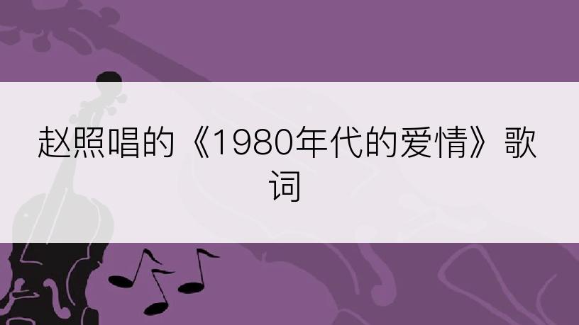 赵照唱的《1980年代的爱情》歌词