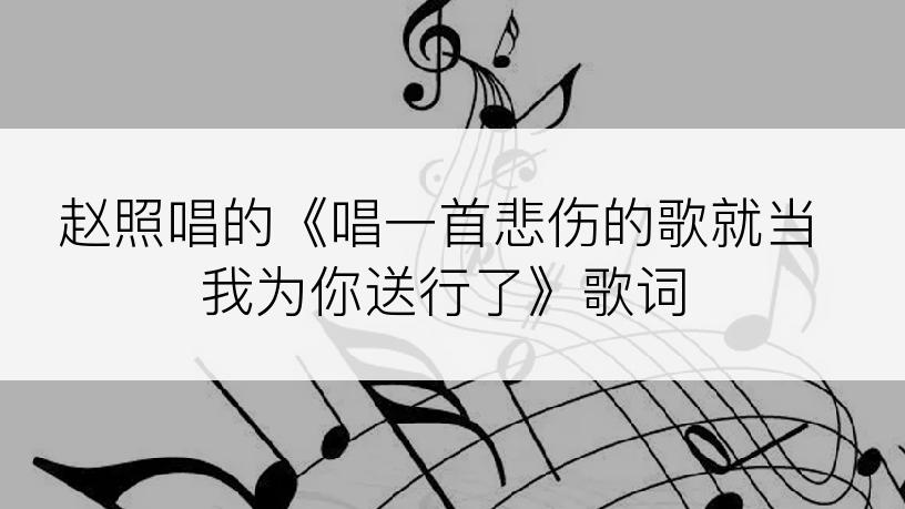 赵照唱的《唱一首悲伤的歌就当我为你送行了》歌词