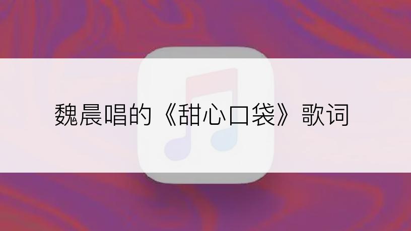 魏晨唱的《甜心口袋》歌词