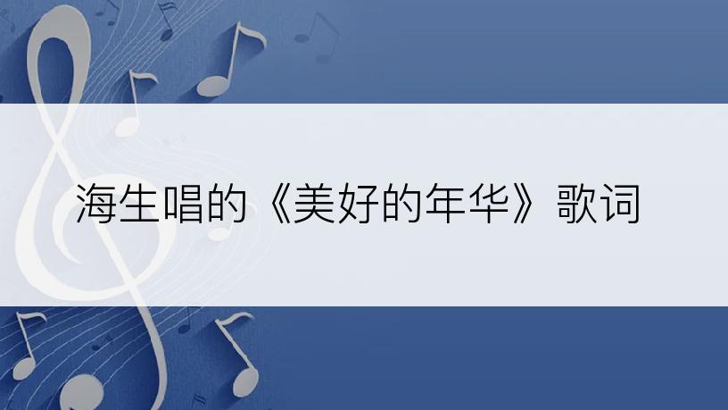 海生唱的《美好的年华》歌词
