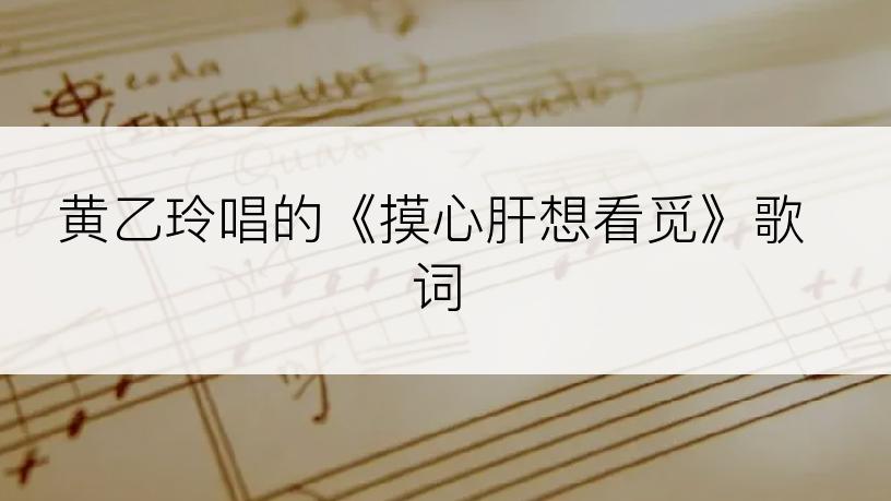 黄乙玲唱的《摸心肝想看觅》歌词
