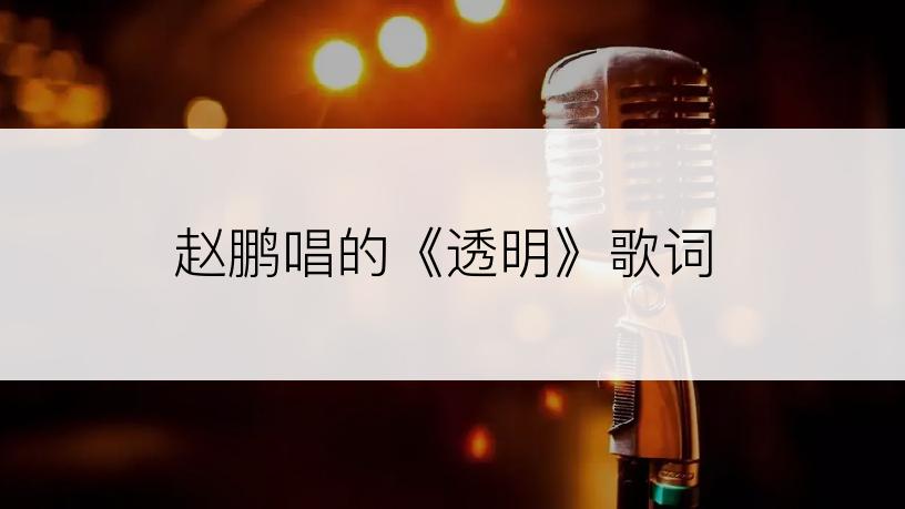 赵鹏唱的《透明》歌词
