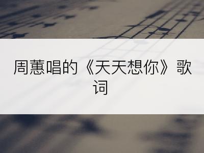 周蕙唱的《天天想你》歌词