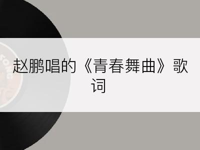 赵鹏唱的《青春舞曲》歌词