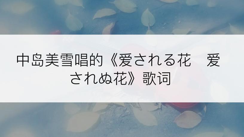 中岛美雪唱的《爱される花　爱されぬ花》歌词