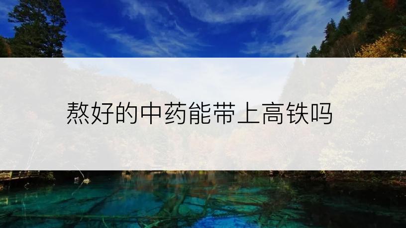 熬好的中药能带上高铁吗