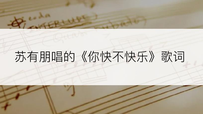 苏有朋唱的《你快不快乐》歌词