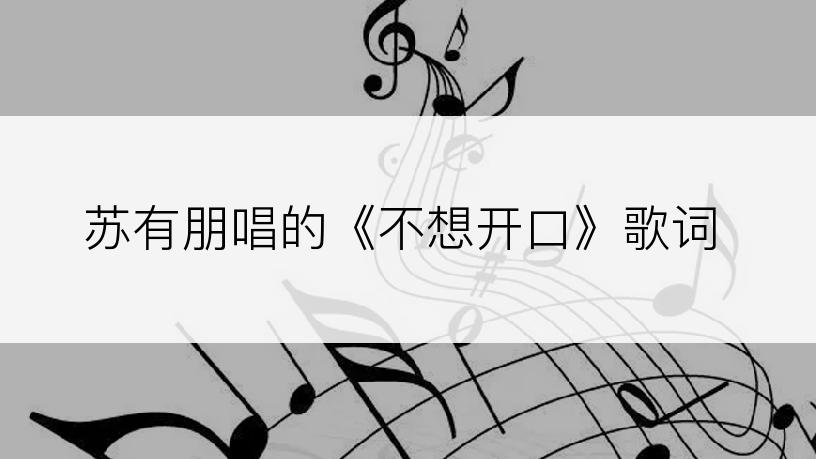 苏有朋唱的《不想开口》歌词