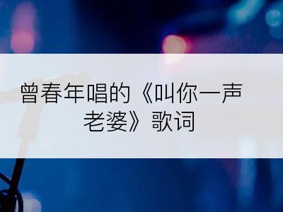 曾春年唱的《叫你一声老婆》歌词