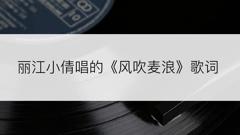 丽江小倩唱的《风吹麦浪》歌词