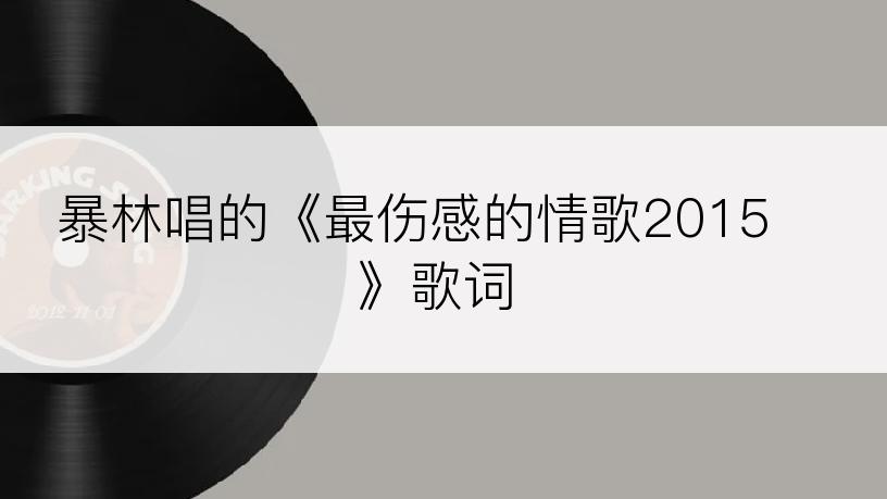 暴林唱的《最伤感的情歌2015》歌词