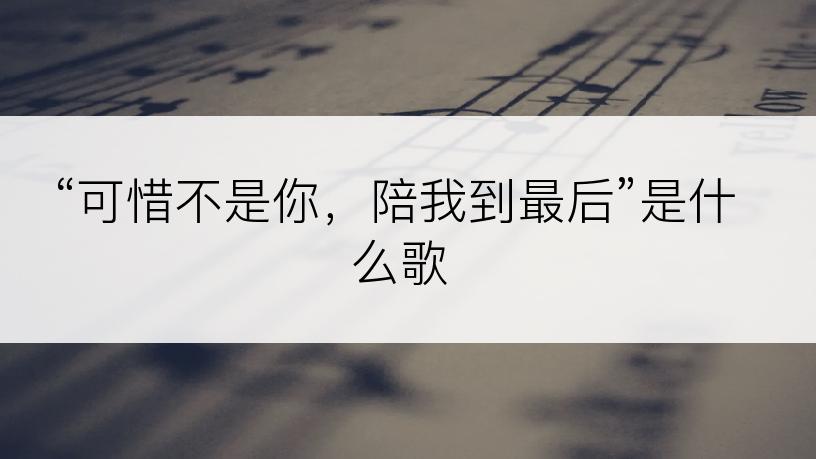 “可惜不是你，陪我到最后”是什么歌