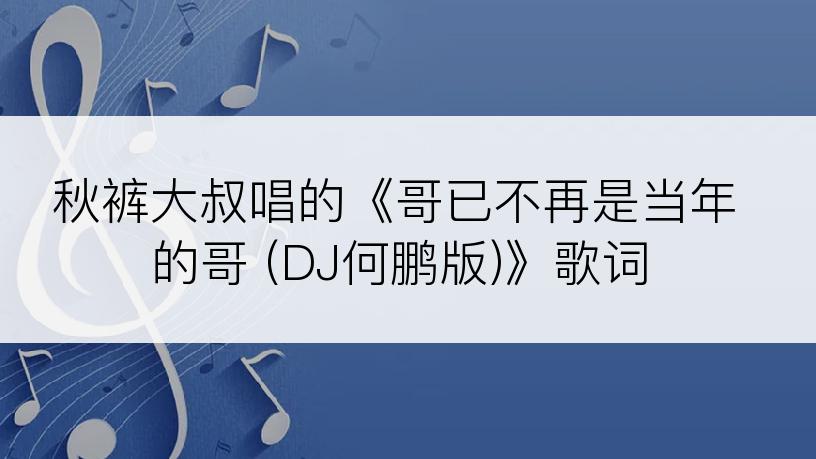 秋裤大叔唱的《哥已不再是当年的哥 (DJ何鹏版)》歌词