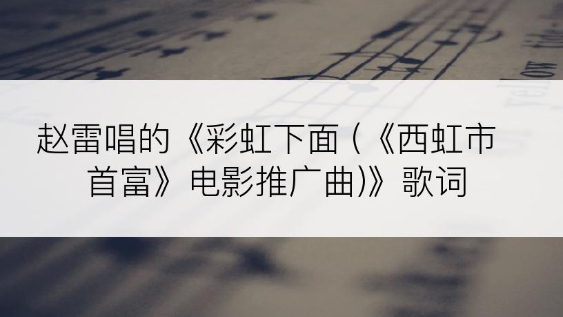 赵雷唱的《彩虹下面 (《西虹市首富》电影推广曲)》歌词