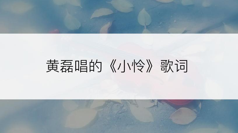 黄磊唱的《小怜》歌词
