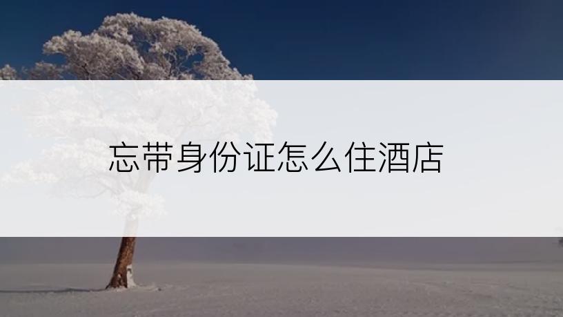 忘带身份证怎么住酒店