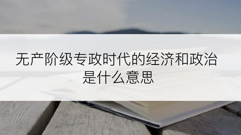 无产阶级专政时代的经济和政治是什么意思