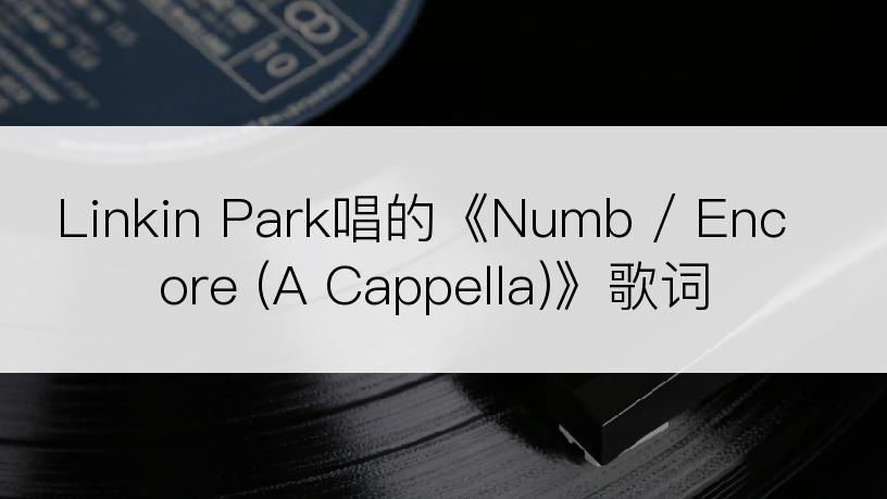 Linkin Park唱的《Numb / Encore (A Cappella)》歌词