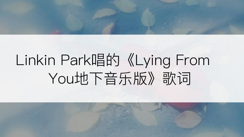 Linkin Park唱的《Lying From You地下音乐版》歌词