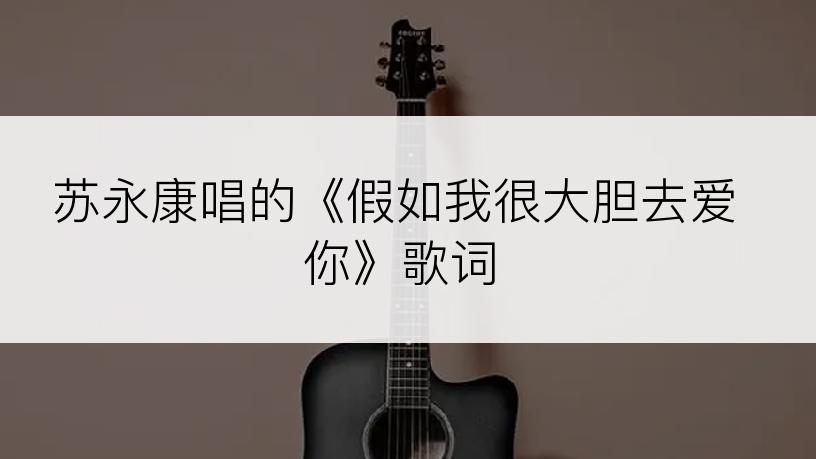 苏永康唱的《假如我很大胆去爱你》歌词