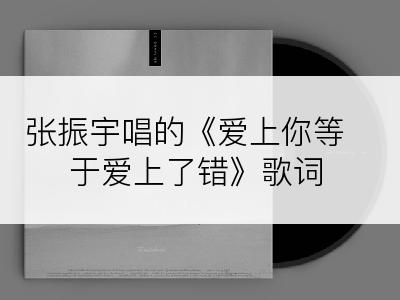 张振宇唱的《爱上你等于爱上了错》歌词
