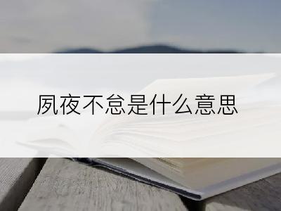 夙夜不怠是什么意思