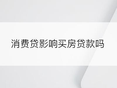 消费贷影响买房贷款吗