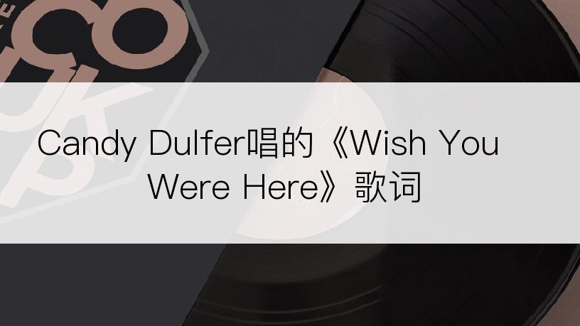Candy Dulfer唱的《Wish You Were Here》歌词