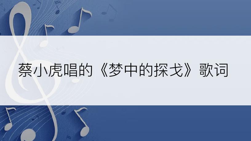 蔡小虎唱的《梦中的探戈》歌词