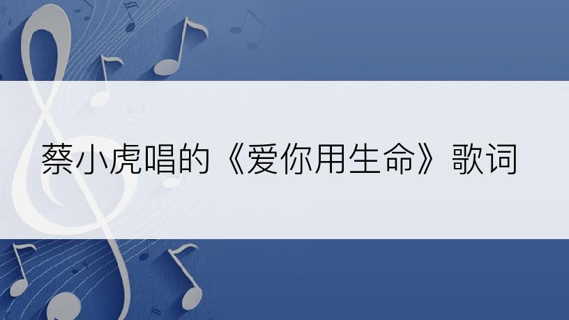 蔡小虎唱的《爱你用生命》歌词