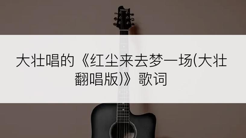 大壮唱的《红尘来去梦一场(大壮翻唱版)》歌词