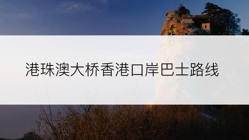 港珠澳大桥香港口岸巴士路线