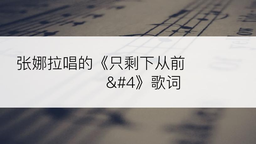 张娜拉唱的《只剩下从前 남은건 추억》歌词